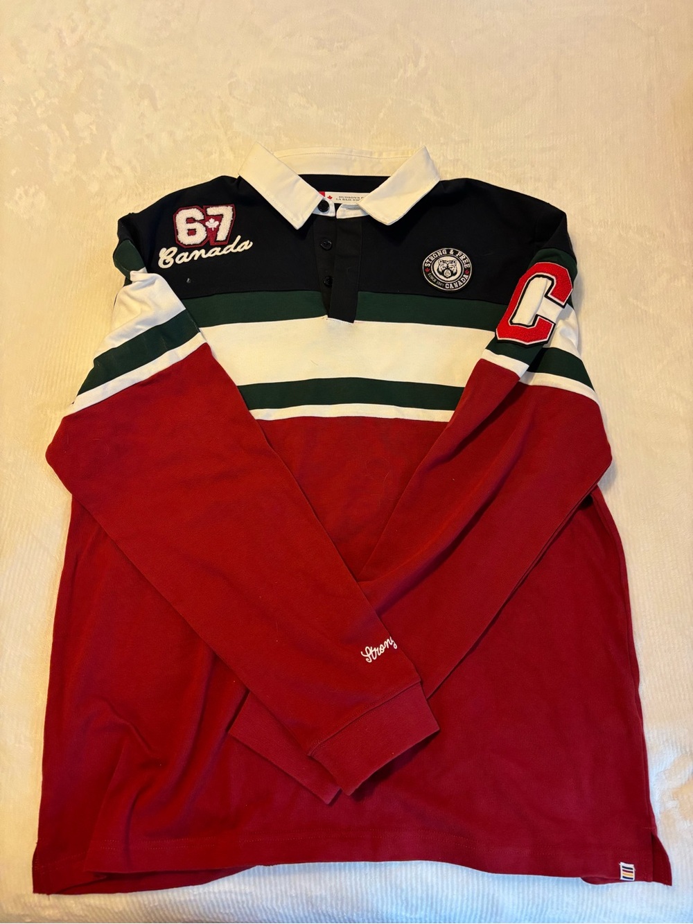 Classic Striped Rugby Polo Shirt - Red/Black/White
